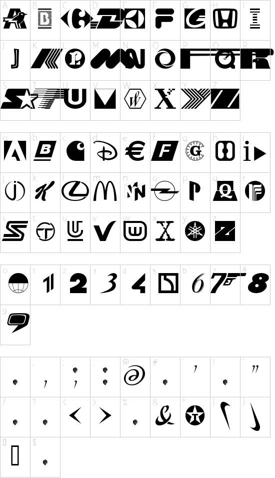 Schriftzeichen Karte