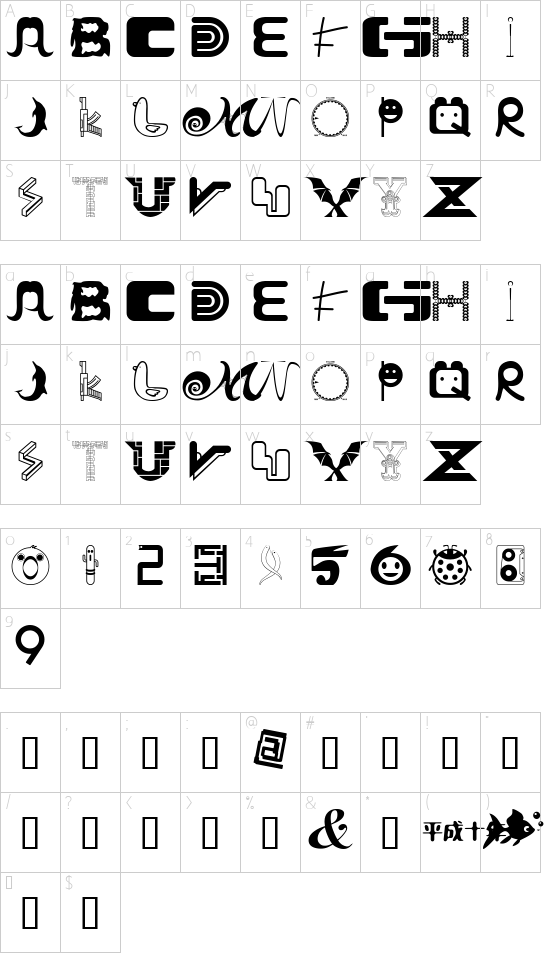 Schriftzeichen Karte