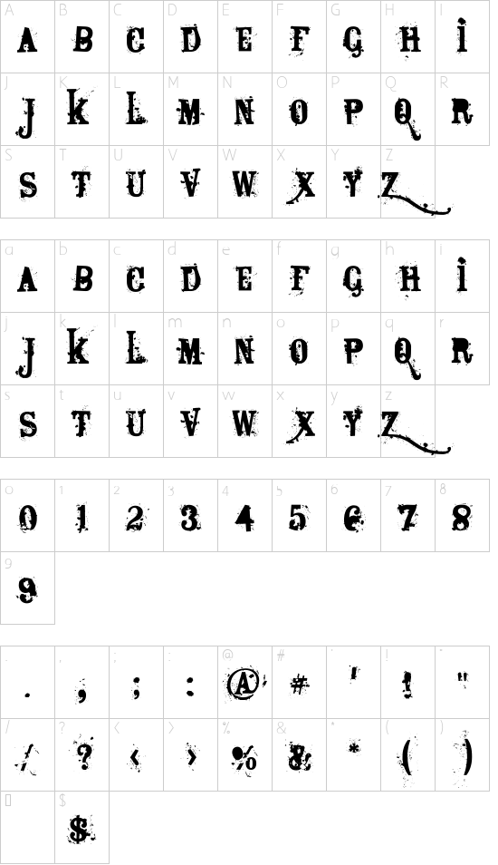 Schriftzeichen Karte