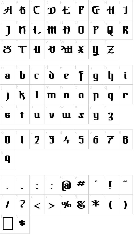Schriftzeichen Karte
