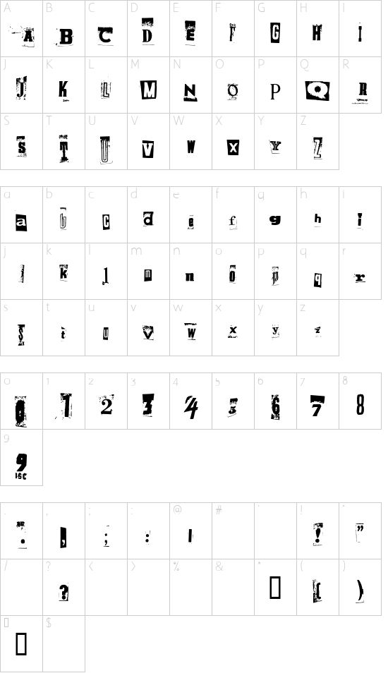Schriftzeichen Karte