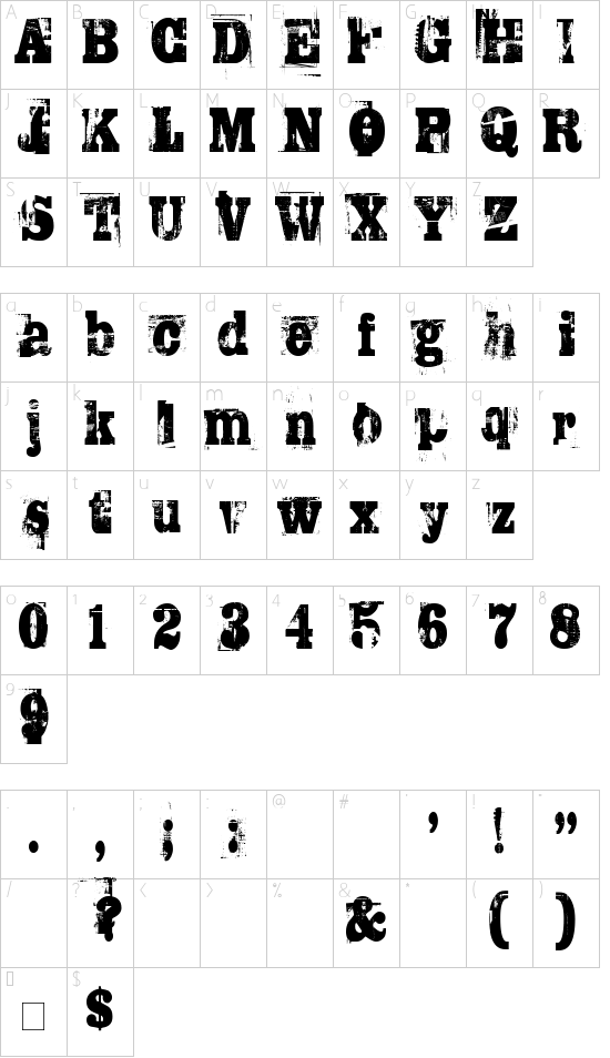 Schriftzeichen Karte