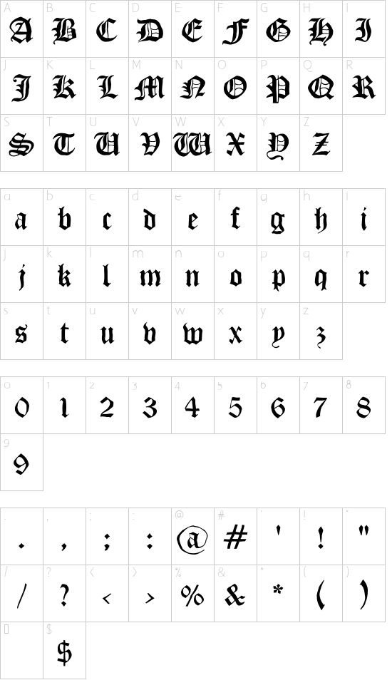 Schriftzeichen Karte
