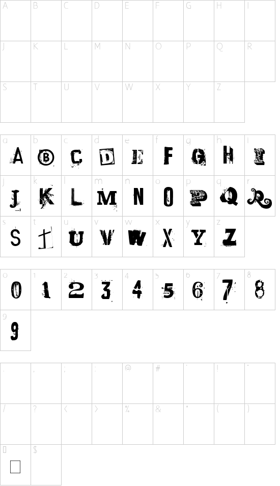 Schriftzeichen Karte