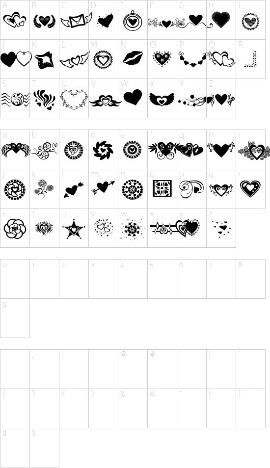 Schriftzeichen Karte