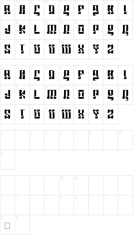 Schriftzeichen Karte