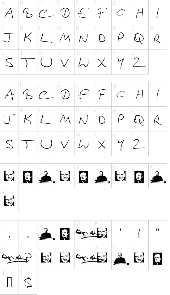 Schriftzeichen Karte