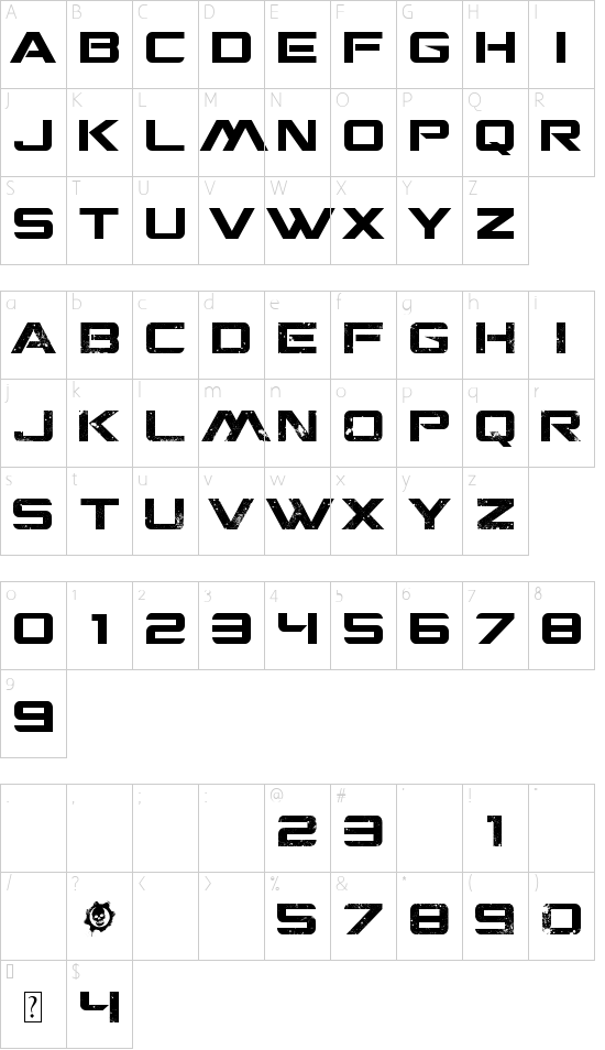Schriftzeichen Karte