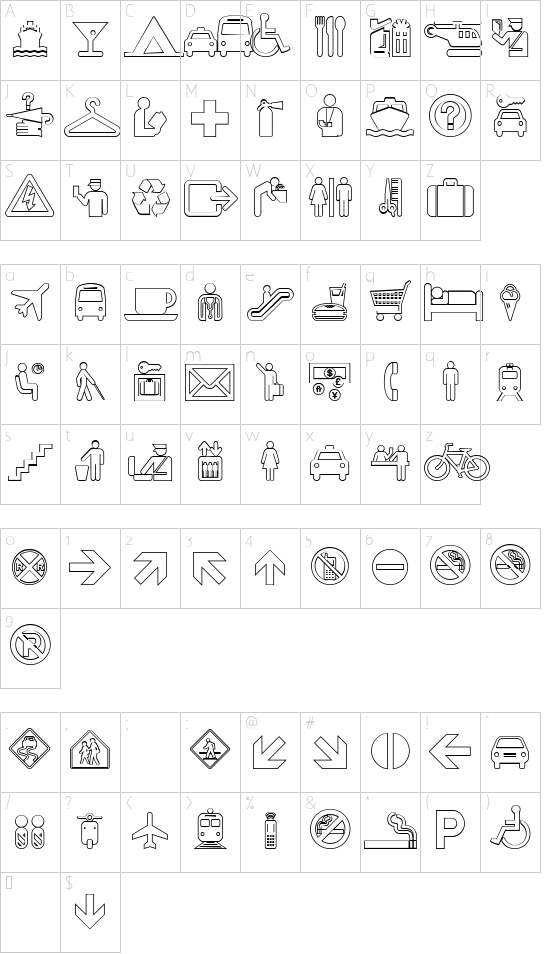 Schriftzeichen Karte