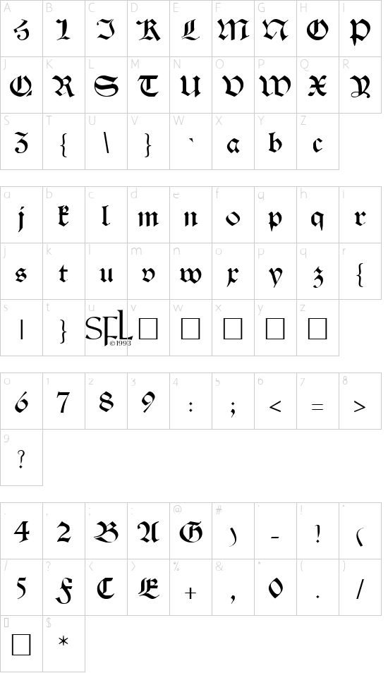 Schriftzeichen Karte
