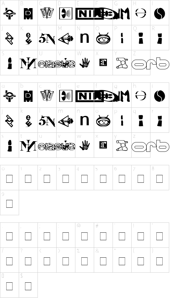 Schriftzeichen Karte