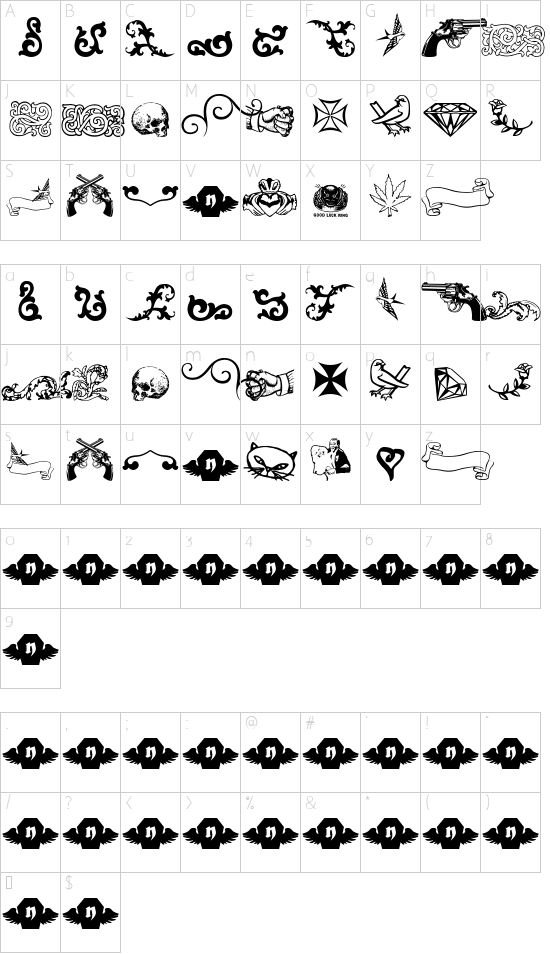Schriftzeichen Karte