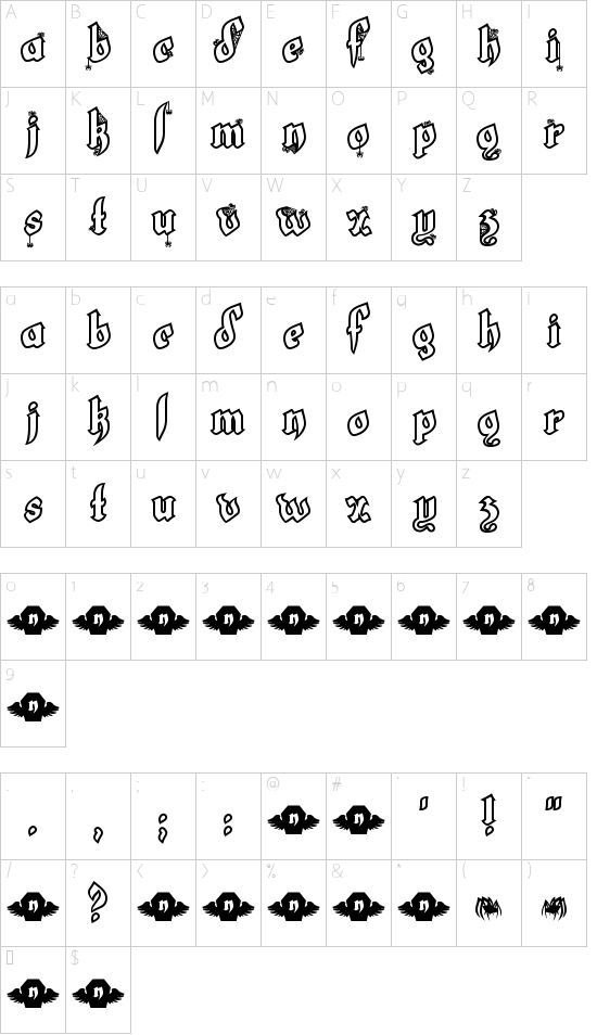 Schriftzeichen Karte