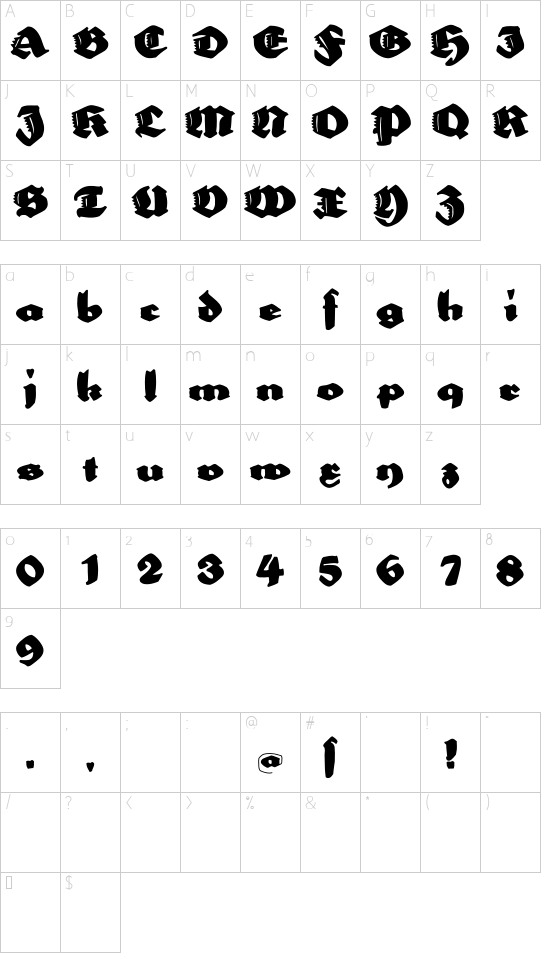 Schriftzeichen Karte