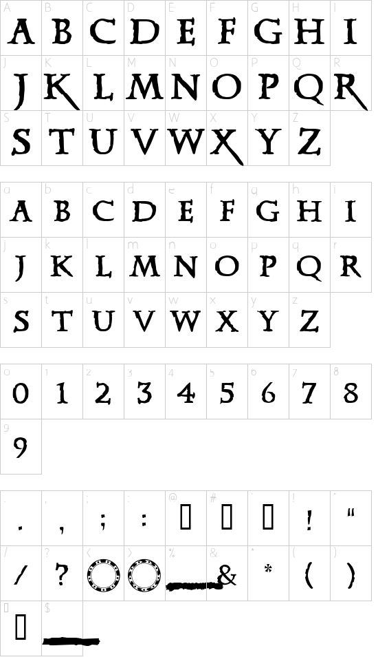 Schriftzeichen Karte