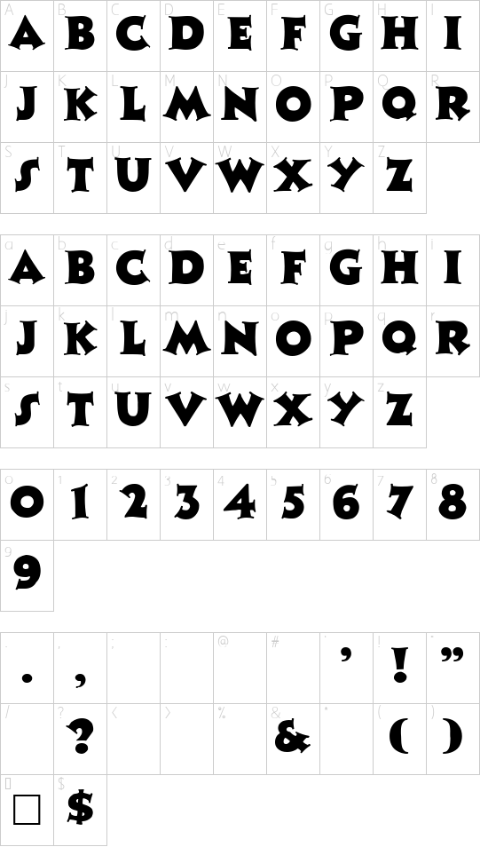 Schriftzeichen Karte