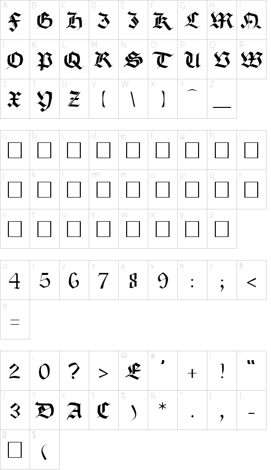 Schriftzeichen Karte