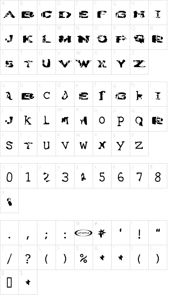 Schriftzeichen Karte