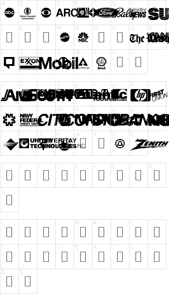 Schriftzeichen Karte