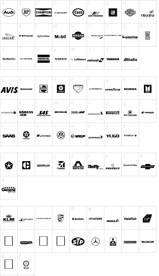 Schriftzeichen Karte