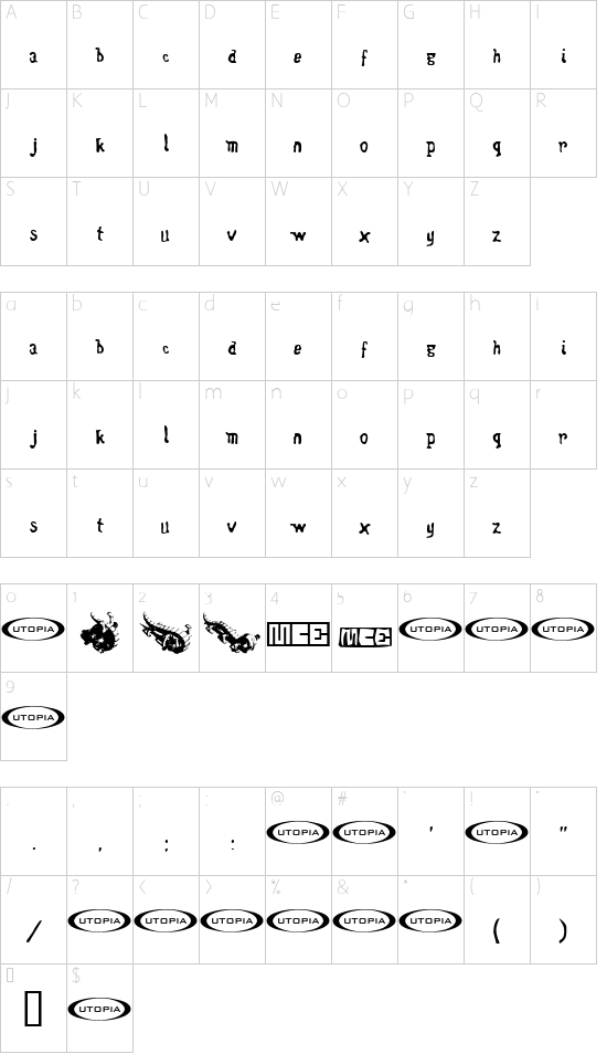 Schriftzeichen Karte