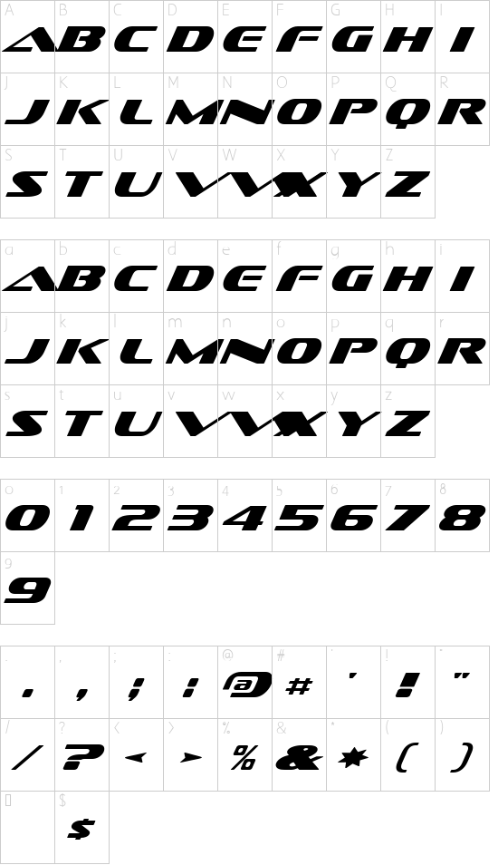 Schriftzeichen Karte