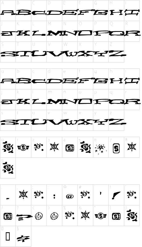 Schriftzeichen Karte