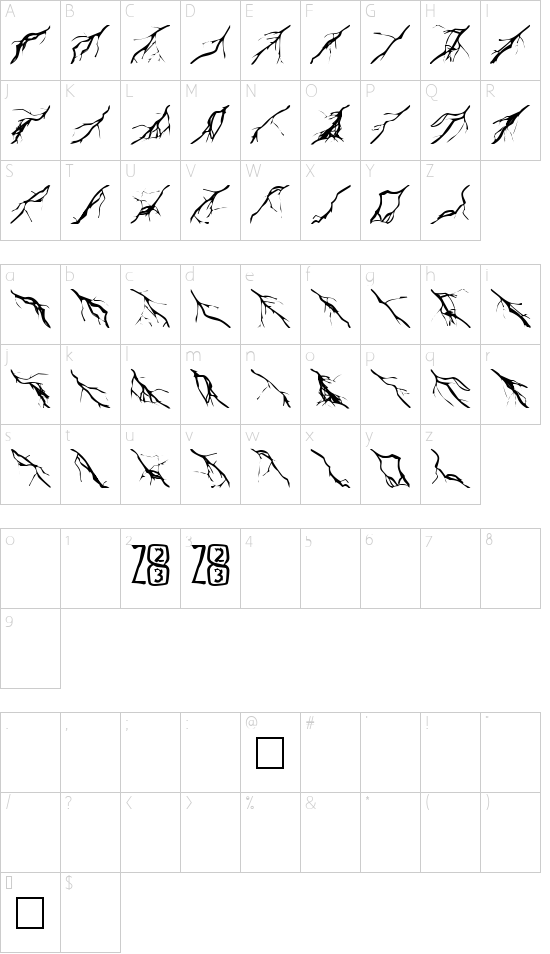 Schriftzeichen Karte