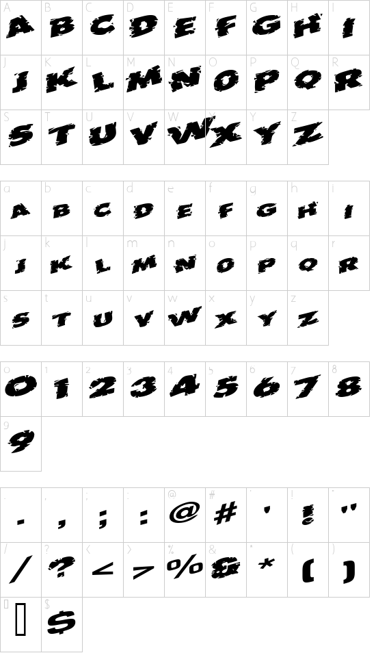 Schriftzeichen Karte
