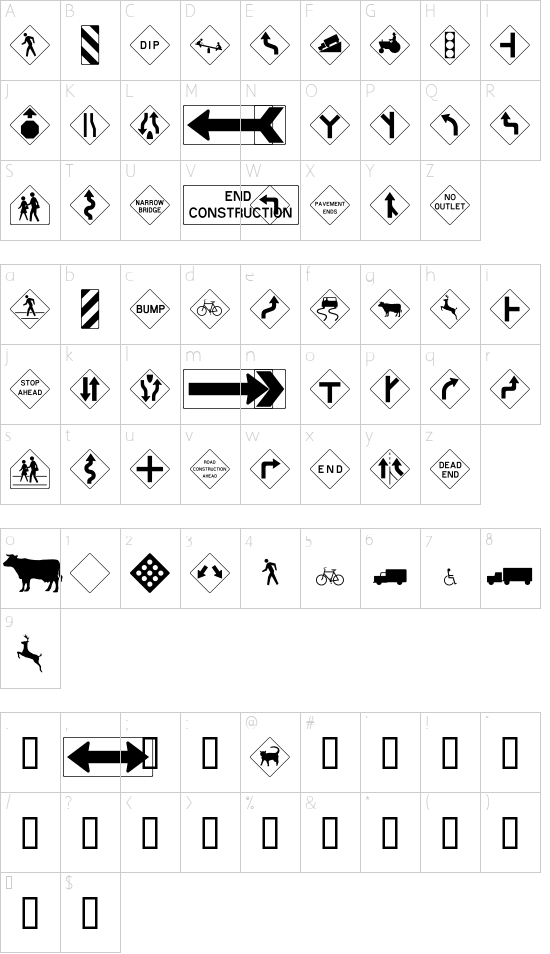 Schriftzeichen Karte
