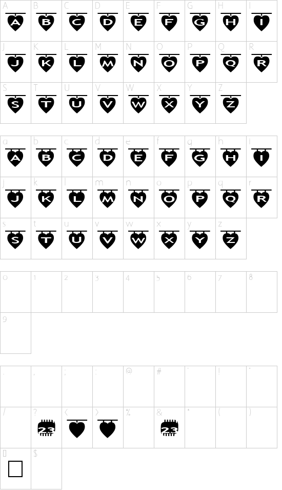 Schriftzeichen Karte