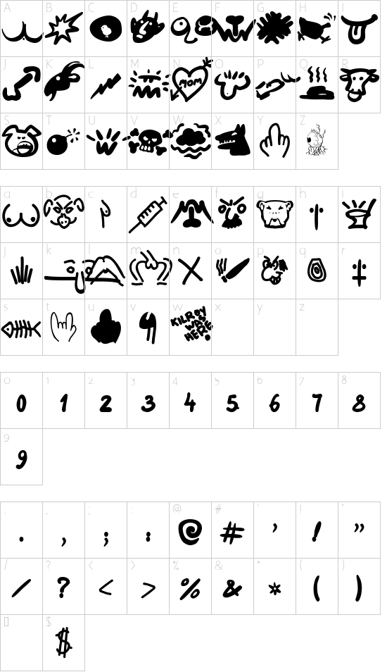Schriftzeichen Karte