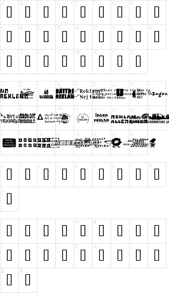 Schriftzeichen Karte