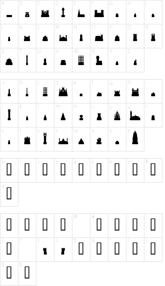 Schriftzeichen Karte