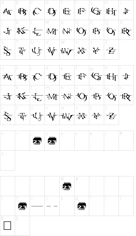 Schriftzeichen Karte
