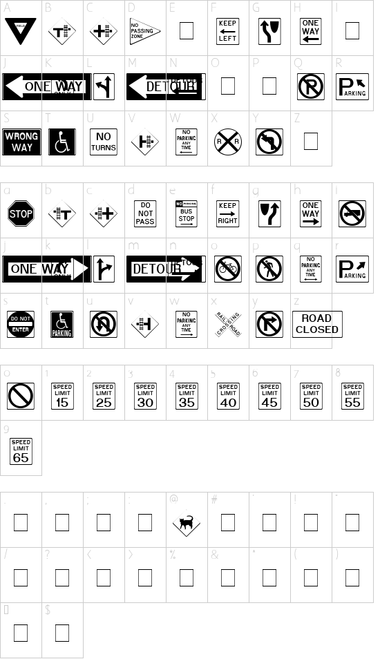 Schriftzeichen Karte