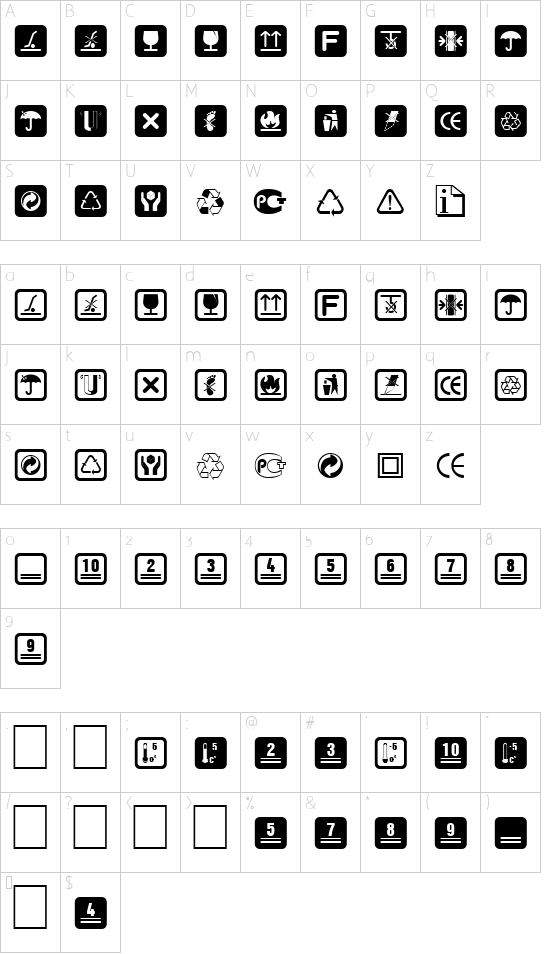 Schriftzeichen Karte