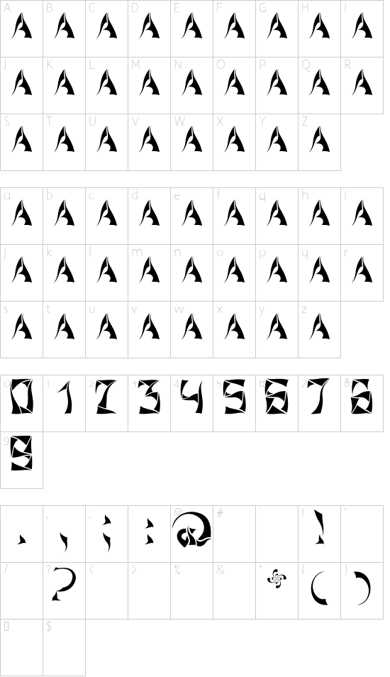 Schriftzeichen Karte