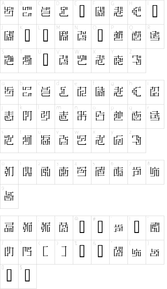 Schriftzeichen Karte