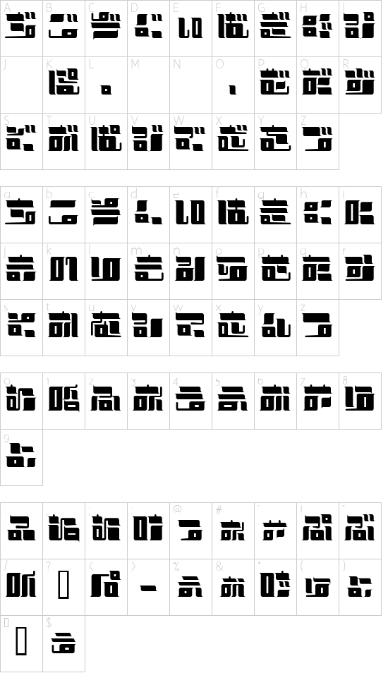 Schriftzeichen Karte