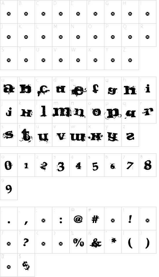 Schriftzeichen Karte