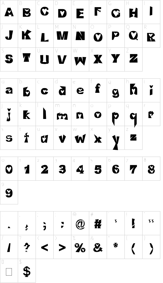 Schriftzeichen Karte