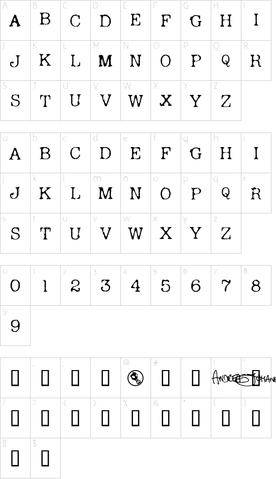 Schriftzeichen Karte