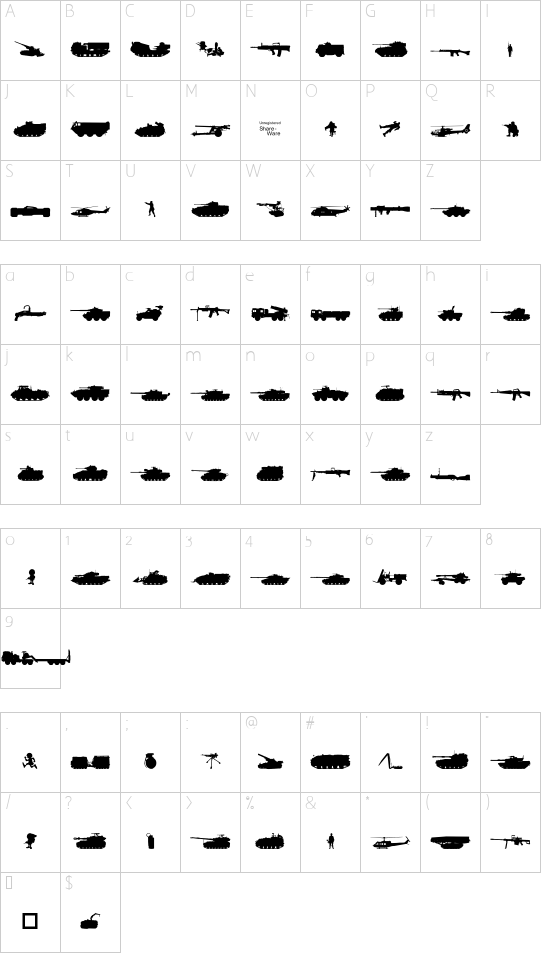 Schriftzeichen Karte