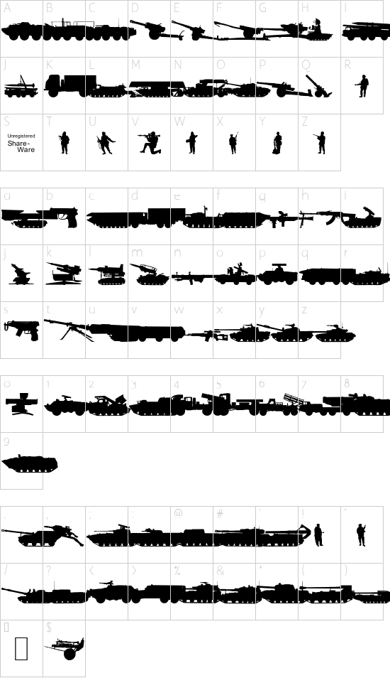 Schriftzeichen Karte