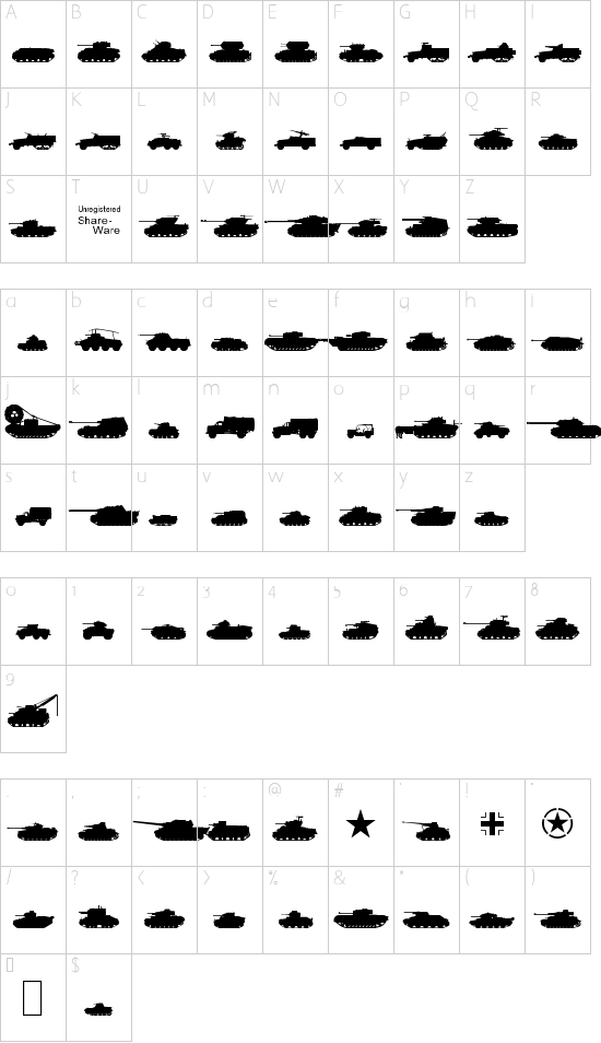 Schriftzeichen Karte