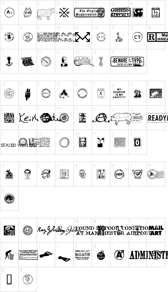 Schriftzeichen Karte