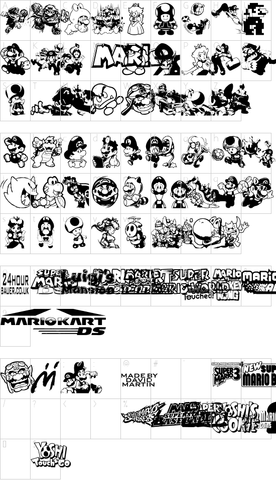 Schriftzeichen Karte